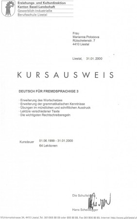 Certifikát z nemčiny